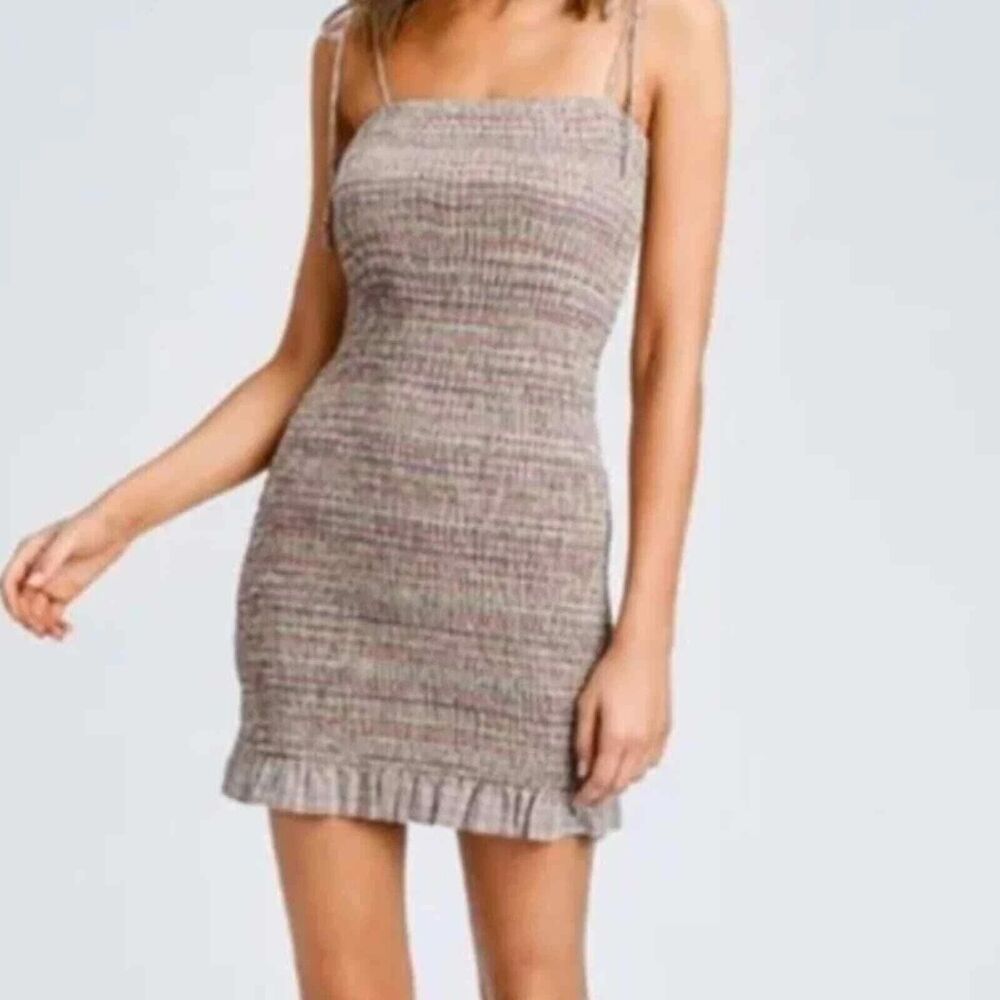 Storia Smocked Mini Dress Womens Small Ruffled Spaghetti Straps Summer Dress NEW